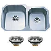 Kingston Brass  KGKUD3221 Undermount Stainless Steel Double Bowl Kitchen Sink Combo With Strainers, Brushed