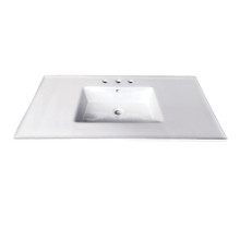 Kingston Brass  Fauceture LBT37227W34 Continental 37-Inch Ceramic Vanity Top, 4-Inch, 3-Hole, White