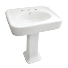 Kingston Brass  VPB2268 Robert 26-Inch Ceramic Pedestal Sink with 8-Inch Faucet Drillings, White