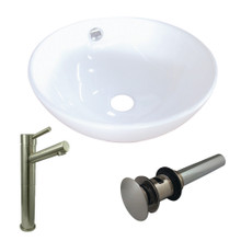 Kingston Brass  EV4129S8418 Vitreous China Basin With Sink Faucet and Drain Combo, White/Brushed Nickel