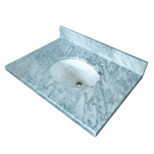 Kingston Brass  Fauceture KVPB3622M38 Templeton 36" x 22" Carrara Marble Vanity Top with Oval Sink, Carrara Marble