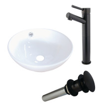 Kingston Brass  EV4129S8415 Vitreous China Basin With Sink Faucet and Drain Combo, White/Oil Rubbed Bronze