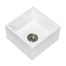 Kingston Brass  Gourmetier GKUSA15158 Arcticstone Solid Surface Undermount 15" Square Single Bowl Bar Sink with Drain, Matte White