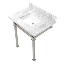 Kingston Brass  KVPB30MSQ6 Monarch 30-Inch Carrara Marble Console Sink, Marble White/Polished Nickel