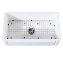Kingston Brass  Gourmetier KGKFA361810LD 36" x 18" Farmhouse Kitchen Sink with Strainer and Grid, Matte White/Brushed