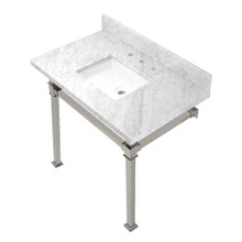 Kingston Brass  KVPB36MSQ6 Monarch 36-Inch Carrara Marble Console Sink, Marble White/Polished Nickel