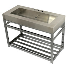 Kingston Brass  KVSP4922A1 Fauceture 49" Stainless Steel Sink with Steel Console Sink Base, Brushed/Polished Chrome