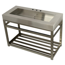 Kingston Brass  KVSP4922A8 Fauceture 49" Stainless Steel Sink with Steel Console Sink Base, Brushed/Brushed Nickel