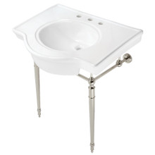 Kingston Brass  Fauceture VPB2215336ST Edwardian 31-Inch Console Sink with Brass Legs, White/Polished Nickel
