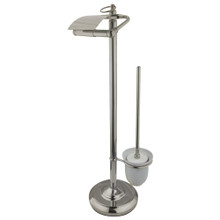 Kingston Brass CC2018 Pedestal Toilet Paper Holder Stand with Brush, Brushed Nickel