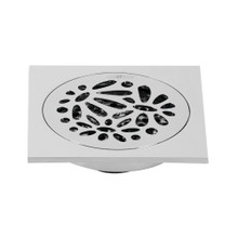 Kingston Brass BSF6360C Watercourse Floral 4" Square Grid Shower Drain, Polished Chrome