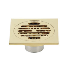 Kingston Brass BSF4262PB Watercourse Symmetric 4" Square Grid Shower Drain, Polished Brass