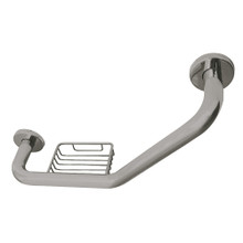 Kingston Brass GBS141012CS8 Meridian 10" x 12" Angled Grab Bar with Soap Holder, Brushed Nickel