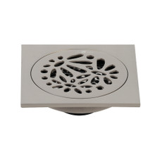 Kingston Brass BSF6360BN Watercourse Floral 4" Square Grid Shower Drain, Brushed Nickel