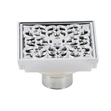 Kingston Brass BSF9771C Watercourse Scroll 4" Square Grid Shower Drain, Polished Chrome
