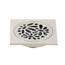 Kingston Brass BSF6360PN Watercourse Floral 4" Square Grid Shower Drain, Polished Nickel
