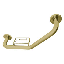 Kingston Brass GBS141012CS7 Meridian 10" x 12" Angled Grab Bar with Soap Holder, Brushed Brass