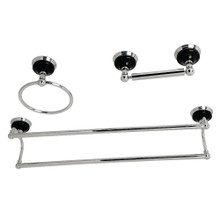 Kingston Brass BAK911348C Water Onyx 3-Piece Bathroom Accessory Set, Polished Chrome - Towel bar, Towel Ring, Toilet Paper Holder