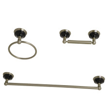 Kingston Brass BAK911248BN Water Onyx 3-Piece Bathroom Accessory Set, Brushed Nickel - Towel bar, Towel Ring, Toilet Paper Holder