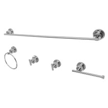 Kingston Brass BAH8230478C Concord 5-Piece Bathroom Accessory Set, Polished Chrome  - 30" Towel Bar, Towel Ring, Toilet Paper Holder, Two Robe Hooks
