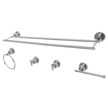 Kingston Brass BAH8213478C Concord 5-Piece Bathroom Accessory Sets, Polished Chrome  -24" Double Towel Bar, Towel Ring, Toilet Paper Holder,Two Robe Hooks