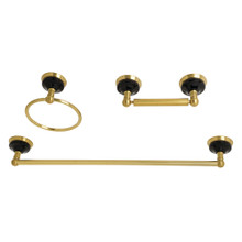 Kingston Brass BAK911248BB Water Onyx 3-Piece Bathroom Accessory Set, Brushed Brass