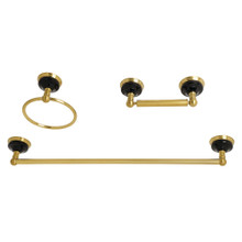 Kingston Brass BAK911148BB Water Onyx 3-Piece Bathroom Accessory Set, Brushed Brass