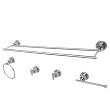 Kingston Brass BAH821330478C Concord 5-Piece Bathroom Accessory Set, Polished Chrome - 30" Towel Bar, Towel Ring, Toilet Paper Holder, Two Robe Hooks