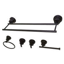 Kingston Brass BAH821318478ORB Concord 5-Piece Bathroom Accessory Set, Oil Rubbed Bronze - 18" Double Towel Bar, Towel Ring, Toilet Paper Holder, Two Robe Hooks