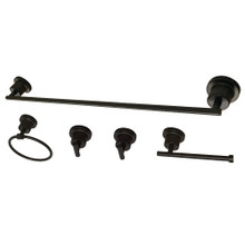 Kingston Brass BAH82134478ORB Concord 5-Piece Bathroom Accessory Set, Oil Rubbed Bronze - 24" Towel Bar, Towel Ring, Toilet Paper Holder, Two Robe Hooks