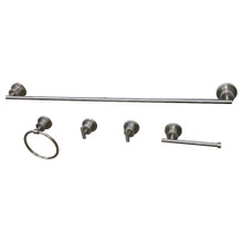 Kingston Brass BAH8230478SN Concord 5-Piece Bathroom Accessory Set, Brushed Nickel - 30" Towel Bar, Towel Ring, Toilet Paper Holder, Two Robe Hooks