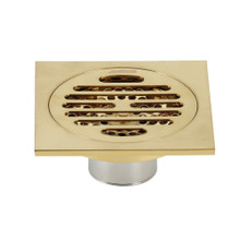 Kingston Brass BSF4262BB Watercourse Symmetric 4" Square Grid Shower Drain, Brushed Brass