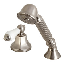 Kingston Brass KSK4308PLTR Deck Mount Hand Shower with Diverter for Roman Tub Faucet, Brushed Nickel