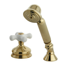 Kingston Brass KSK3332PXTR Deck Mount Hand Shower with Diverter for Roman Tub Faucet, Polished Brass