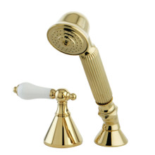 Kingston Brass KSK2362PLTR Deck Mount Hand Shower with Diverter for Roman Tub Faucet, Polished Brass