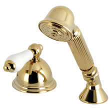 Kingston Brass KSK3352PLTR Deck Mount Hand Shower with Diverter for Roman Tub Faucet, Polished Brass