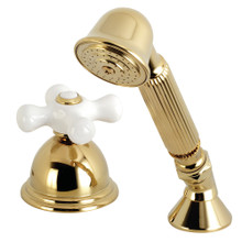 Kingston Brass KSK3352PXTR Deck Mount Hand Shower with Diverter for Roman Tub Faucet, Polished Brass