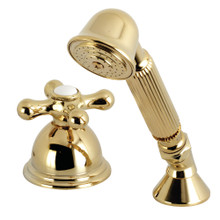 Kingston Brass KSK3352AXTR Deck Mount Hand Shower with Diverter for Roman Tub Faucet, Polished Brass
