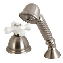 Kingston Brass KSK3358PXTR Deck Mount Hand Shower with Diverter for Roman Tub Faucet, Brushed Nickel