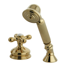 Kingston Brass KSK3332AXTR Deck Mount Hand Shower with Diverter for Roman Tub Faucet, Polished Brass