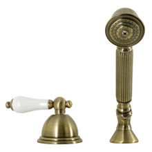 Kingston Brass KSK3353PLTR Deck Mount Hand Shower with Diverter for Roman Tub Faucet, Antique Brass
