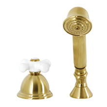 Kingston Brass KSK3357PXTR Deck Mount Hand Shower with Diverter for Roman Tub Faucet, Brushed Brass
