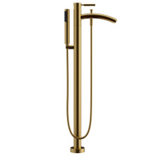 Wyndham  WCAT102340P11GD Taron Modern-Style Bathroom Tub Filler Faucet and Hand Shower (Floor-mounted)  in Brushed Gold