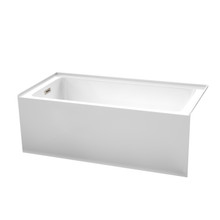 Wyndham  WCBTW16030LBNTRIM Grayley 60 x 30 Inch Alcove Bathtub in White with Left-Hand Drain and Overflow Trim in Brushed Nickel