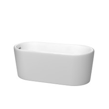Wyndham  WCBTE301159MW Ursula 59 Inch Freestanding Bathtub in Matte White with Polished Chrome Drain and Overflow Trim