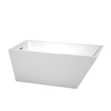 Wyndham  WCBTK150159BNTRIM Hannah 59 Inch Freestanding Bathtub in White with Brushed Nickel Drain and Overflow Trim
