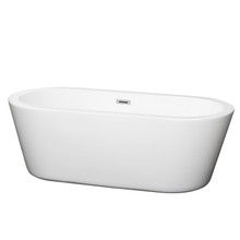 Wyndham  WCOBT100367 Mermaid 67 Inch Freestanding Bathtub in White with Polished Chrome Drain and Overflow Trim