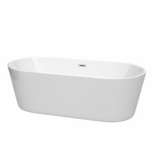 Wyndham  WCOBT101271 Carissa 71 Inch Freestanding Bathtub in White with Polished Chrome Drain and Overflow Trim