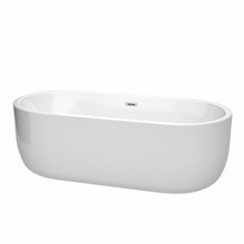 Wyndham  WCOBT101371 Juliette 71 Inch Freestanding Bathtub in White with Polished Chrome Drain and Overflow Trim