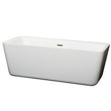 Wyndham  WCOBT100169BNTRIM Emily 69 Inch Freestanding Bathtub in White with Brushed Nickel Drain and Overflow Trim
